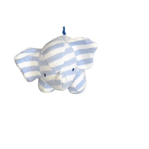 2016 Just One You Carter's Blue White Striped Elephant Rattle Plush Lovey Toy 7" - Picture 2 of 6